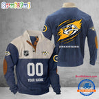 NHL Nashville Predators Hockey Team Custom Name And Number Buttoned Collar Sweatshirt