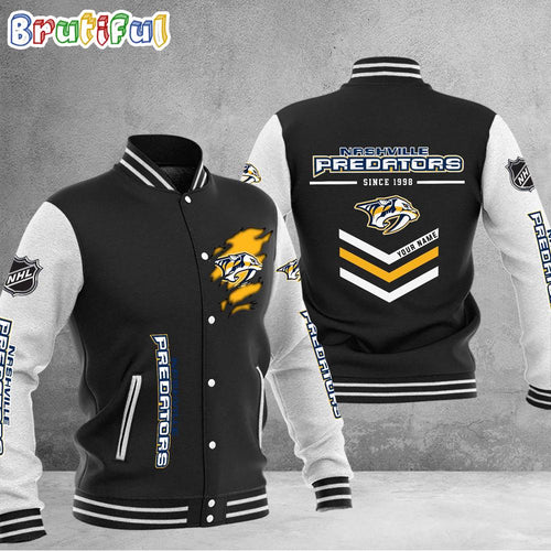 NHL Nashville Predators Hockey Team Personalized Varsity Baseball Jacket