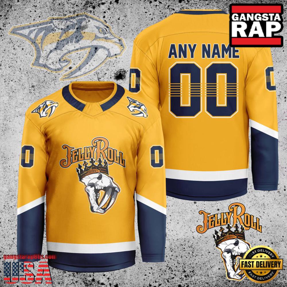 NHL Custom Name Number Nashville Predators Jelly Roll New Design Hockey Jersey