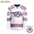 NHL Nashville Predators Personalized Hockey Fights Cancer Design Jersey