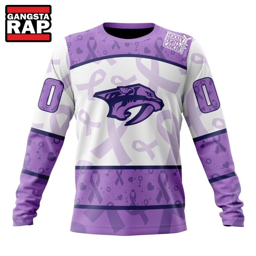 NHL Nashville Predators Special Lavender Fight Cancer Hoodie, T Shirt
