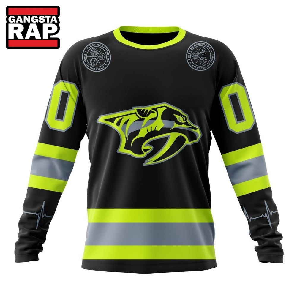 NHL Nashville Predators Specialized With FireFighter Uniforms Color Hoodie, T Shirt