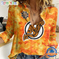 NHL New Jersey Devils Hockey Team Orange Design Women’s Casual Shirt
