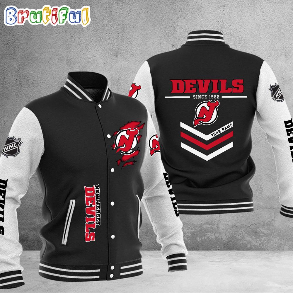 NHL New Jersey Devils Hockey Team Personalized Varsity Baseball Jacket