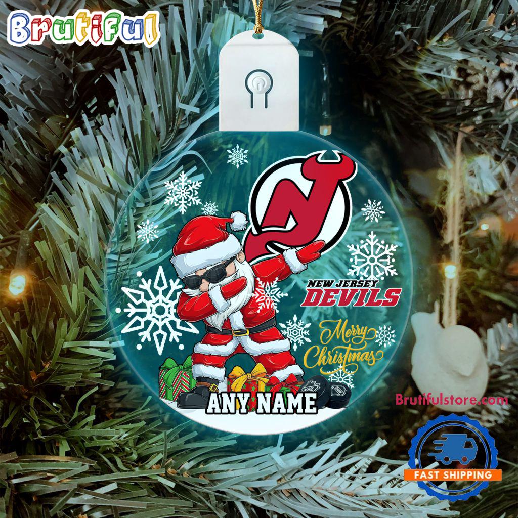 NHL New Jersey Devils Personalized Santa Claus Hockey Team Logo Christmas Led Acrylic Ornament