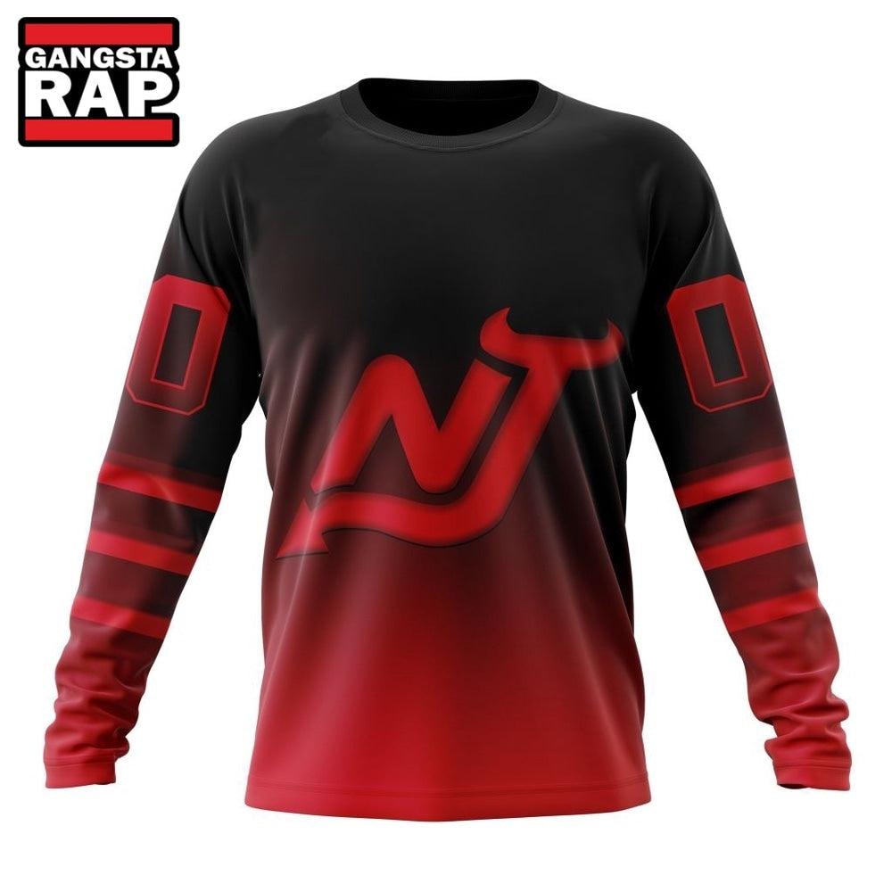 NHL New Jersey Devils Special Retro Gradient Design Hoodie, T Shirt