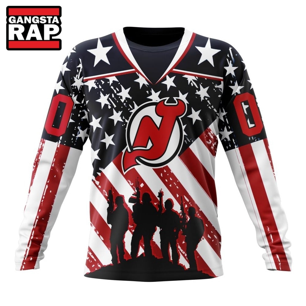 NHL New Jersey Devils Specialized Kits For Honor USS Military Hoodie, Hoodie T-Shirt