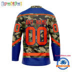 NHL New York Islanders Camo Veterans Custom Hockey Jersey