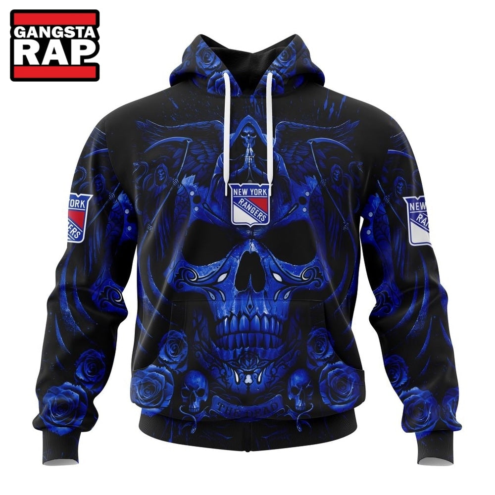 NHL New York Rangers Special Design Halloween With Skull Art Hoodie, T Shirt