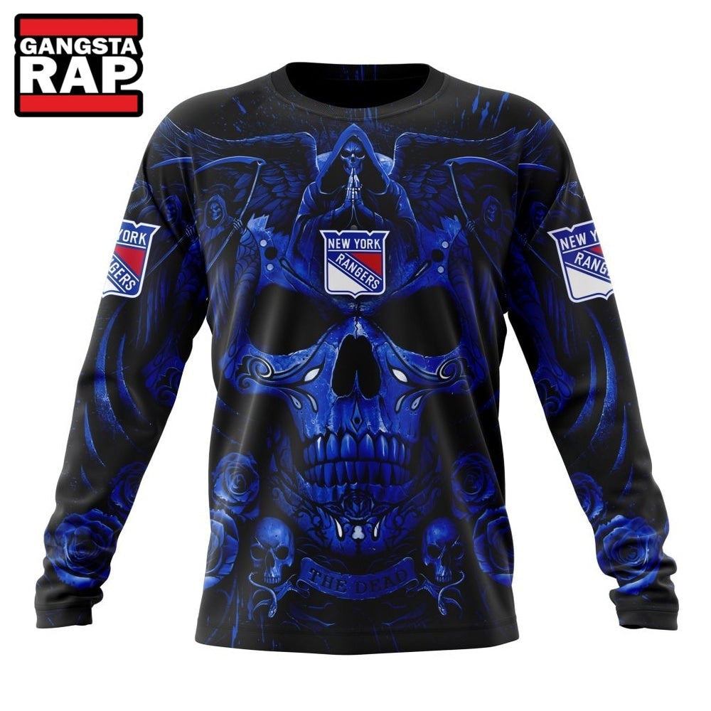 NHL New York Rangers Special Design Halloween With Skull Art Hoodie, T Shirt