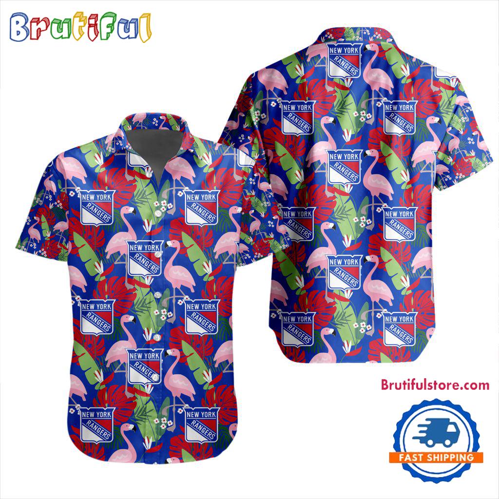 NHL New York Rangers Special Flamingo Hawaiian Design Button Shirt