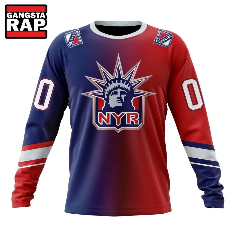NHL New York Rangers Special Retro Gradient Design Hoodie, T Shirt
