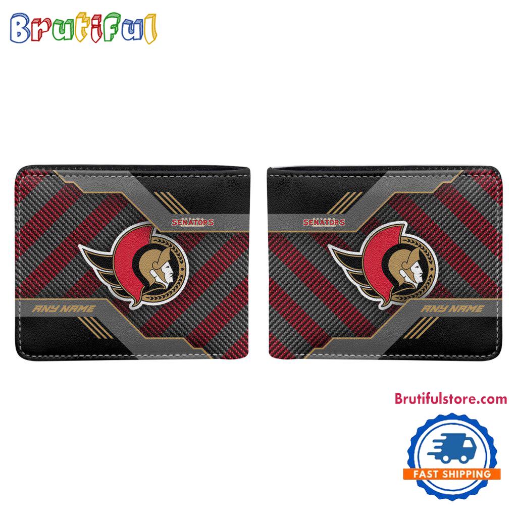 NHL Ottawa Senators Hockey Logo Team Personalized Name Black Men’s Wallet