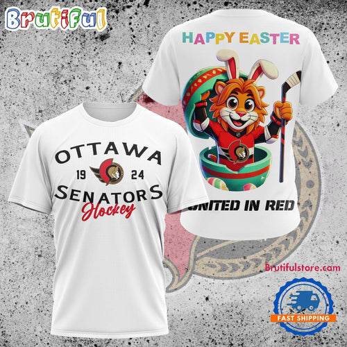 NHL Ottawa Senators Hockey Team Mascot Design Happy Easter Day T Shirt
