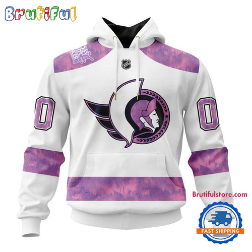 NHL Ottawa Senators Personalized Hockey Fight Cancer Design Limited New Hoodie, Hockey Fight Cancer 3D Shirt