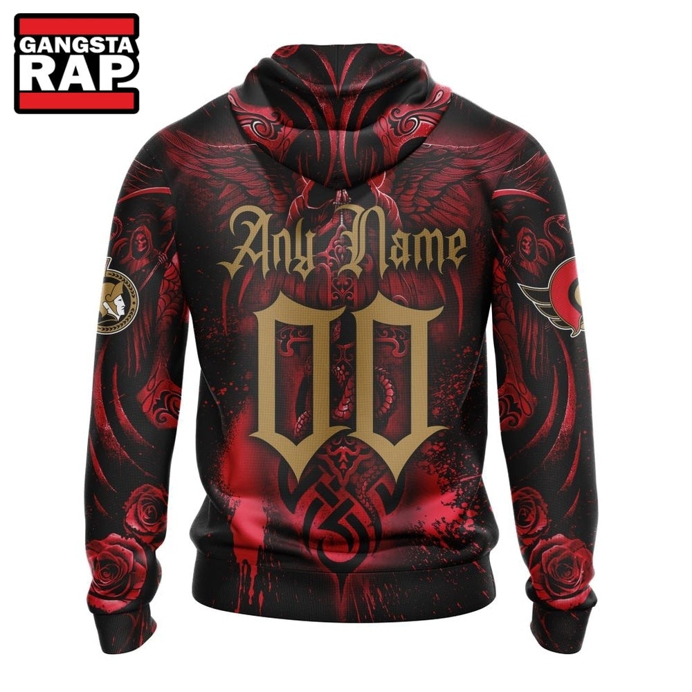 NHL Ottawa Senators Special Design Halloween With Skull Art Hoodie, T Shirt