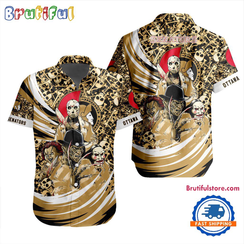 NHL Ottawa Senators Special Movies Character Halloween Design Hawaiian Button Shirt