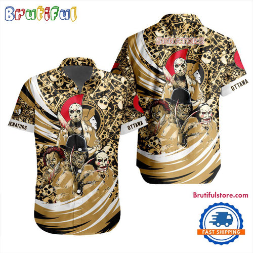 NHL Ottawa Senators Special Movies Character Halloween Design Hawaiian Button Shirt