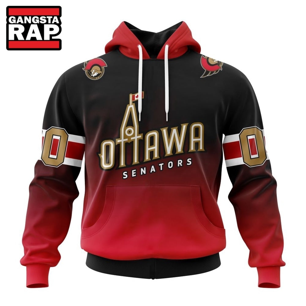 NHL Ottawa Senators Special Retro Gradient Design Hoodie, T Shirt