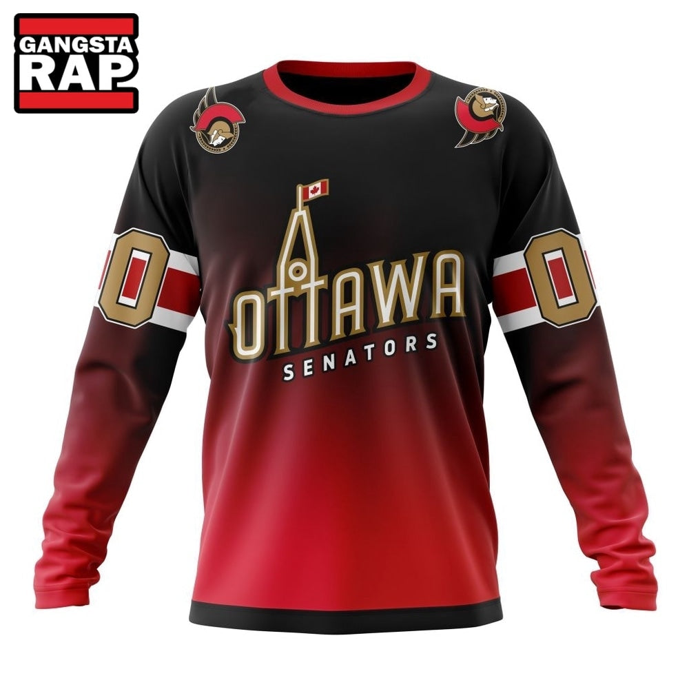 NHL Ottawa Senators Special Retro Gradient Design Hoodie, T Shirt