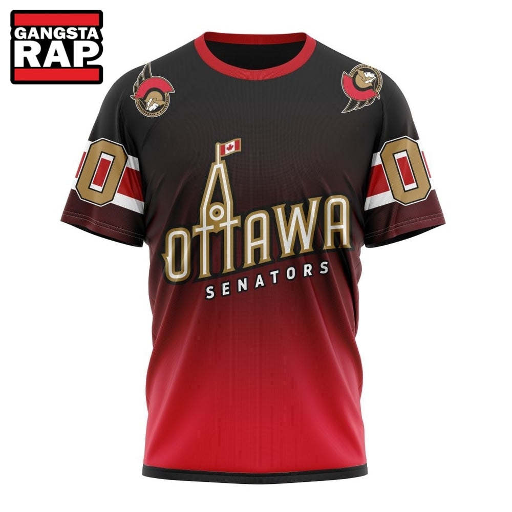 NHL Ottawa Senators Special Retro Gradient Design Hoodie, T Shirt