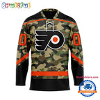 NHL Philadelphia Flyers Camo Veterans Custom Hockey Jersey