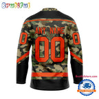 NHL Philadelphia Flyers Camo Veterans Custom Hockey Jersey