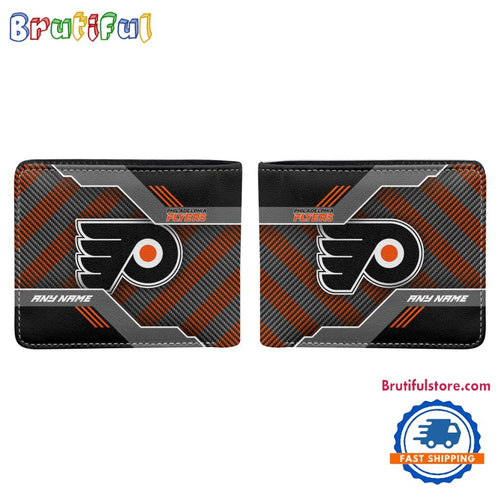 NHL Philadelphia Flyers Hockey Logo Team Personalized Name Black Men’s Wallet