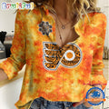 NHL Philadelphia Flyers Hockey Team Orange Design Women’s Casual Shirt