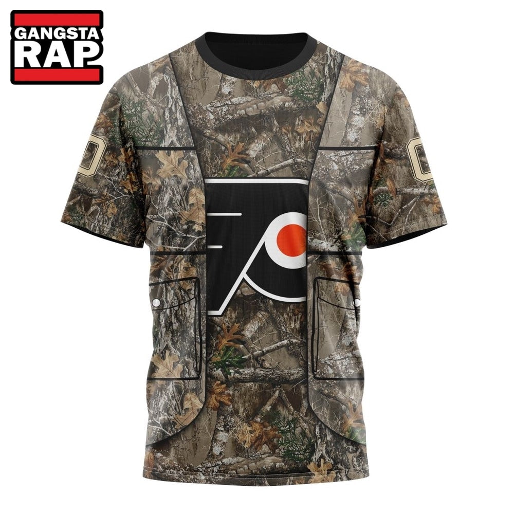 NHL Philadelphia Flyers Specialized Unisex Vest Kits With Realtree Camo Hoodie, T Shirt