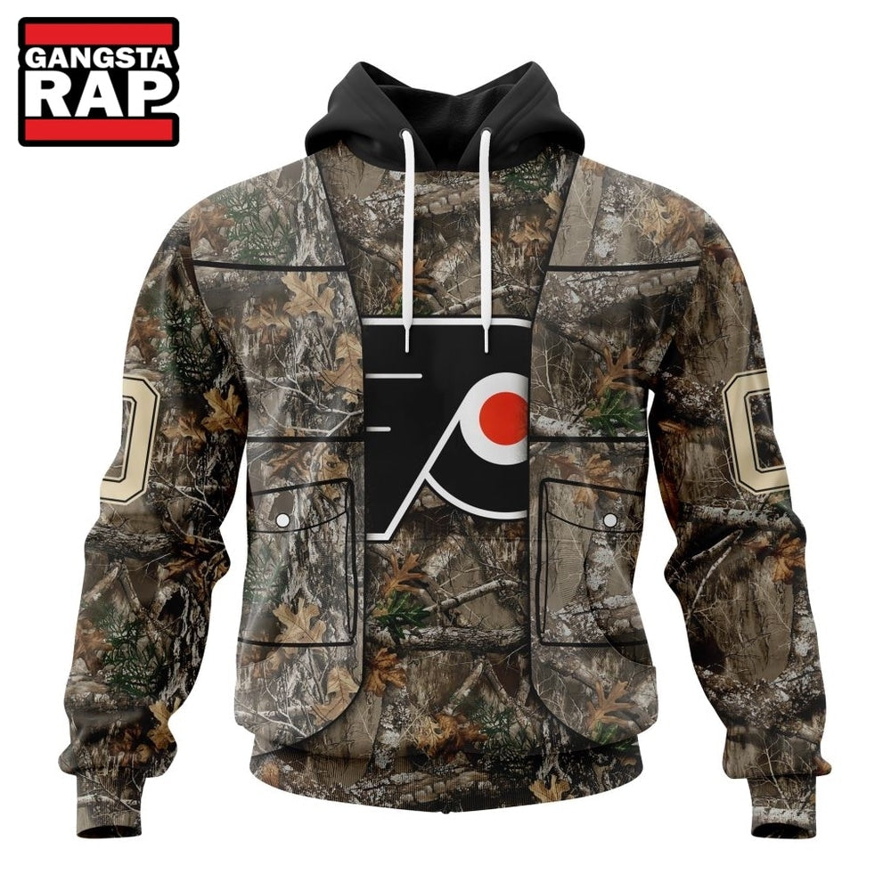 NHL Philadelphia Flyers Specialized Unisex Vest Kits With Realtree Camo Hoodie, T Shirt