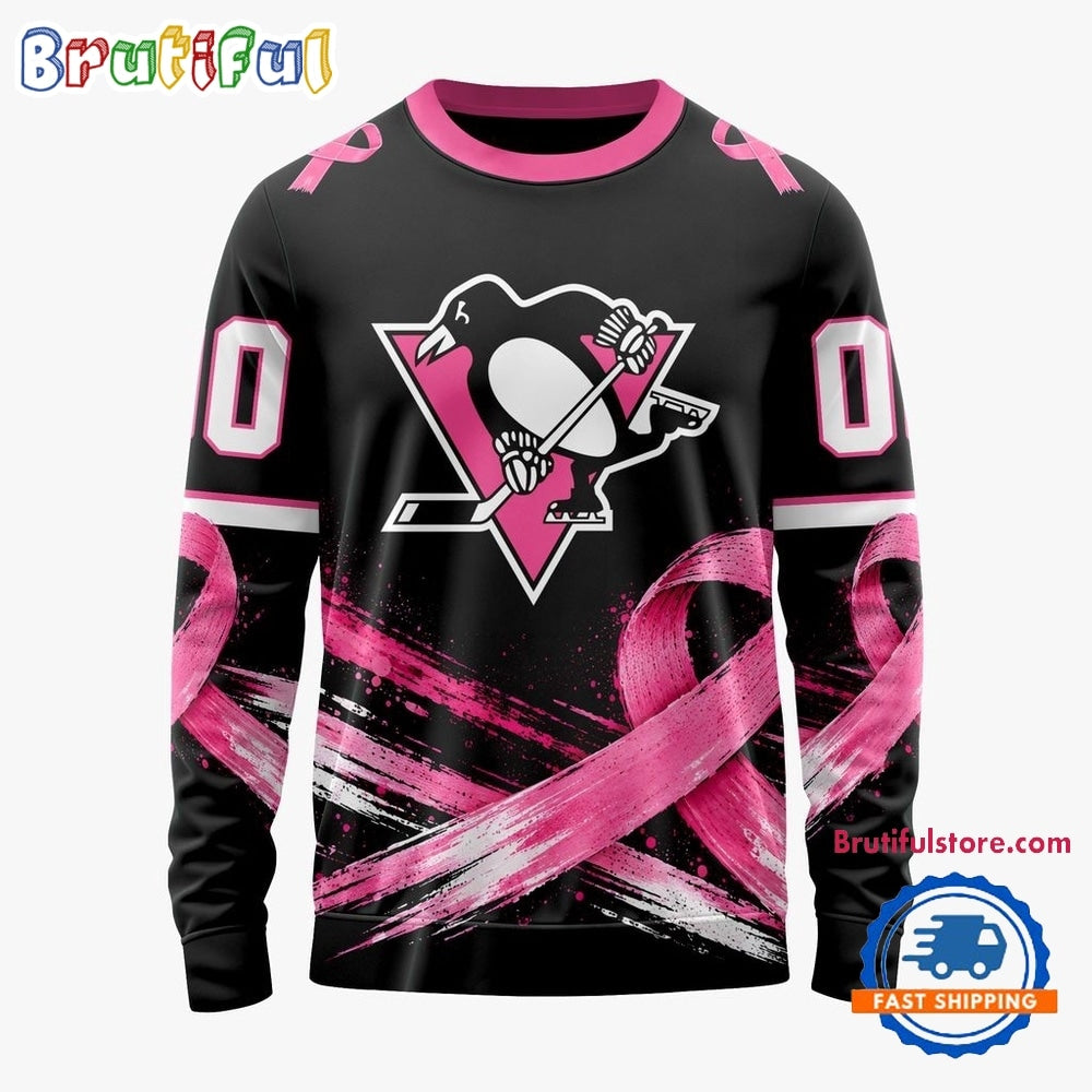 NHL Pittsburgh Penguins 2026 Hockey Pink Fights Breast Cancer Design Hoodie, TShirt, Sweatshirt