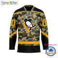 NHL Pittsburgh Penguins Camo Veterans Custom Hockey Jersey