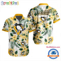 NHL Pittsburgh Penguins Hockey Tropical Flower Hawaiian Design Button Shirt