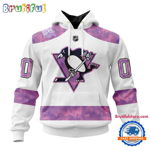 NHL Pittsburgh Penguins Personalized Hockey Fight Cancer Design Limited New Hoodie, Hockey Fight Cancer 3D Shirt