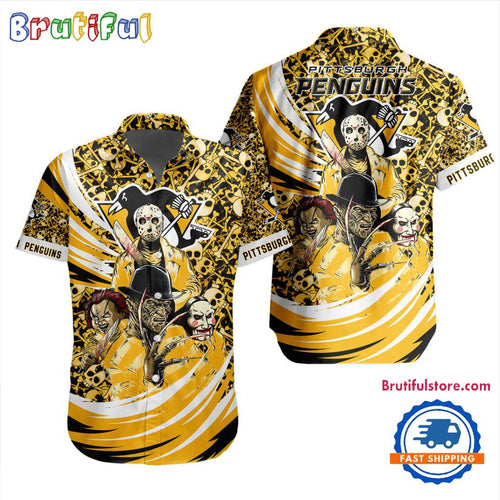 NHL Pittsburgh Penguins Special Movies Character Halloween Design Hawaiian Button Shirt