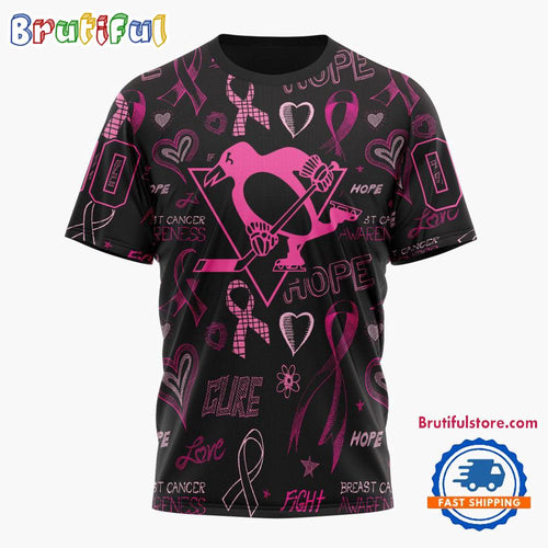 NHL Pittsburgh Penguins Special Pink Breast Cancer Awareness New Design T Shirt