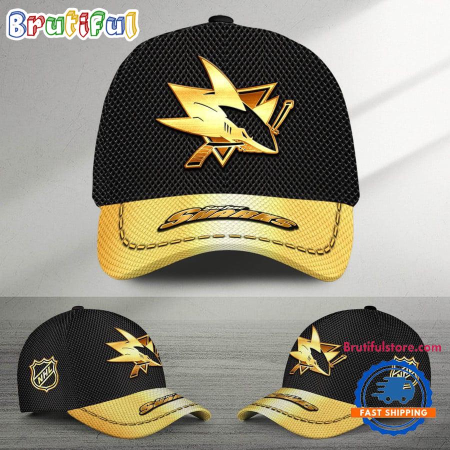 NHL San Jose Sharks Black And Gold Design Cap Hats