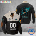 NHL San Jose Sharks Hockey Team Custom Name And Number Buttoned Collar Sweatshirt