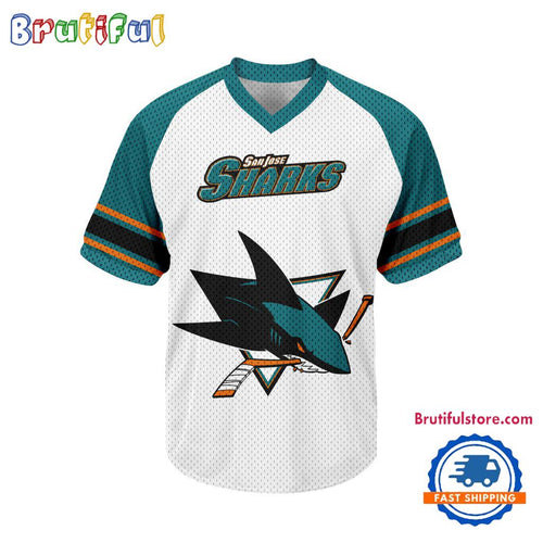 NHL San Jose Sharks Hockey Team Design V-neck Mesh Short Sleeve Jersey
