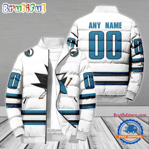 NHL San Jose Sharks Hockey Team Personalized Away New Puffer Jacket