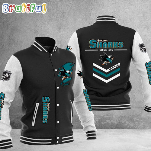 NHL San Jose Sharks Hockey Team Personalized Varsity Baseball Jacket