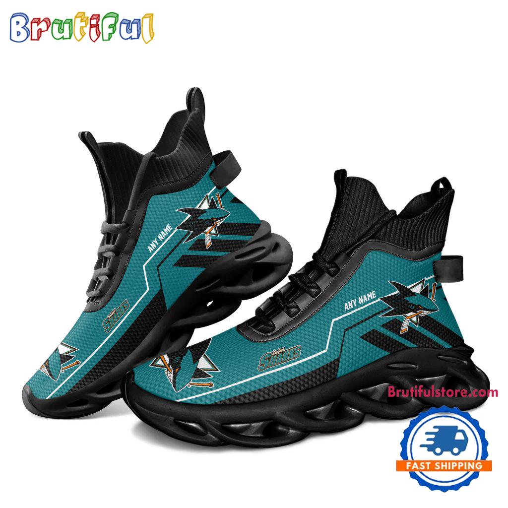 NHL San Jose Sharks Personalized Name Hockey Team Design High Top Max Soul Shoes