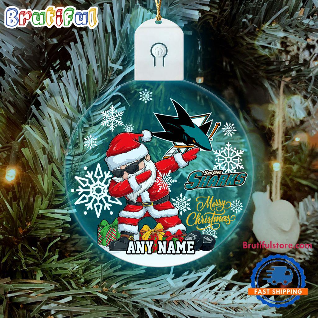 NHL San Jose Sharks Personalized Santa Claus Hockey Team Logo Christmas Led Acrylic Ornament