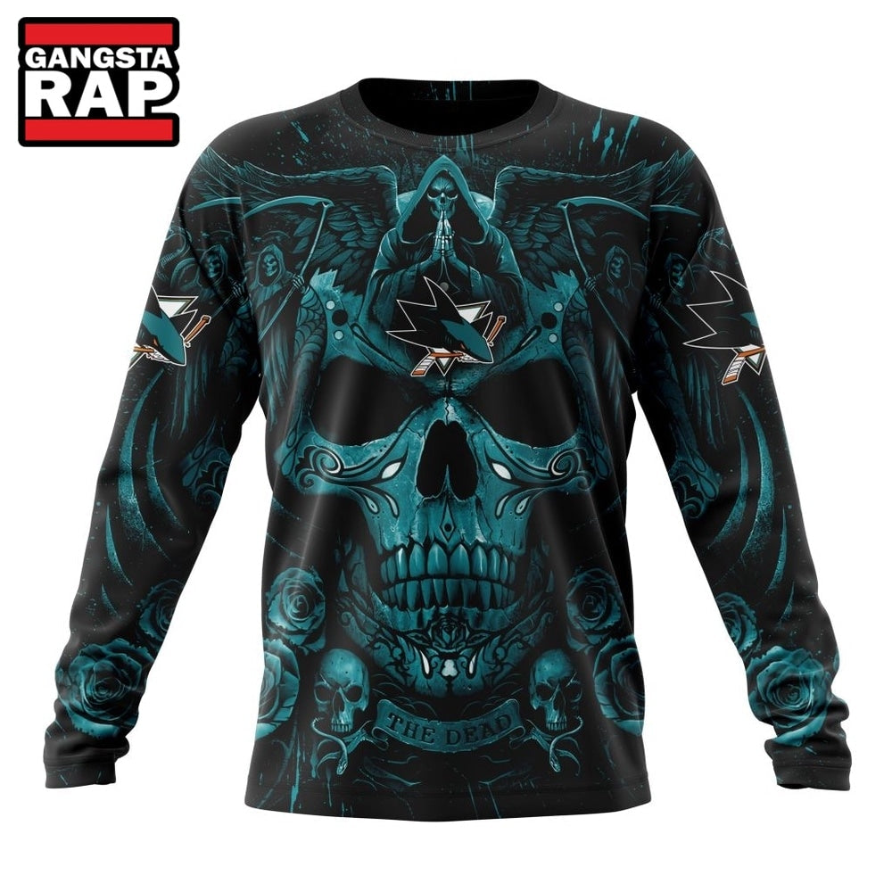 NHL San Jose Sharks Special Design Halloween With Skull Art Hoodie, T Shirt