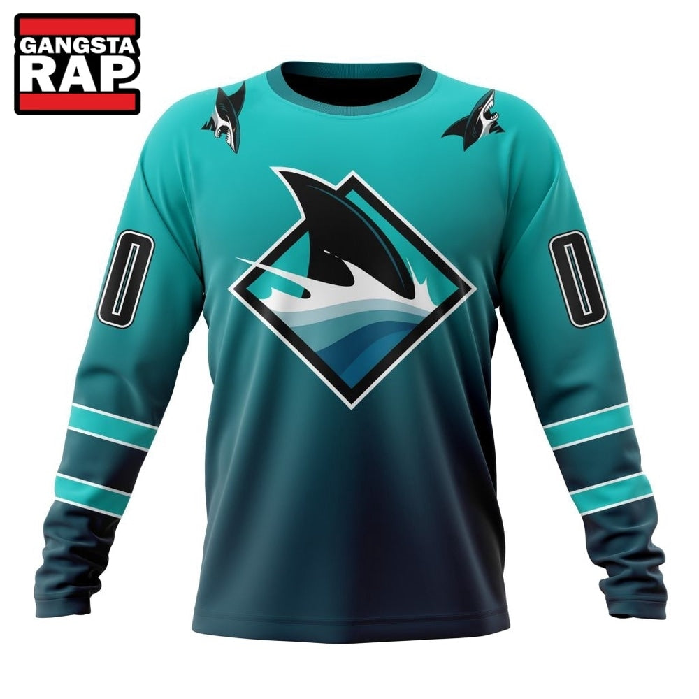 NHL San Jose Sharks Special Retro Gradient Design Hoodie, T Shirt