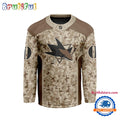 NHL San Jose Sharks Special Veterans Military Desert Camouflage Design Hockey Jersey