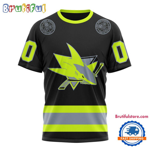 NHL San Jose Sharks Specialized FireFighter Uniforms Color Design T Shirt