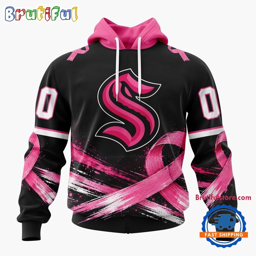 NHL Seattle Kraken 2026 Hockey Pink Fights Breast Cancer Design Hoodie, TShirt, Sweatshirt