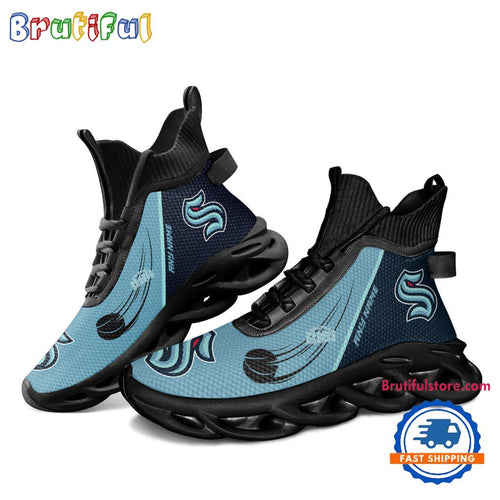 NHL Seattle Kraken Custom Name High Top Max Soul Shoes, Hockey Team Design Shoes Sneaker
